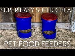 Super Easy 5 Gallon Bucket Automatic Pet Food Feeders Youtube Dog Feeder Automatic Food Feeder Automatic Feeder Diy