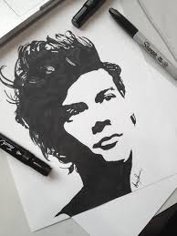 Black And White Harry Styles Silhouette Nothing Better Than A Permanent Harry Styles Harry Styles Drawing Sharpie Drawings Sharpie Art
