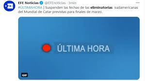 Las eliminatorias sudamericanas rumbo a la copa mundo de catar 2022 están de regreso y la selección colombia afronta con ilusión la doble fecha del mes de junio, cuyo objetivo principal será. Eliminatorias Qatar 2022 La Reaccion De La Prensa Internacional Tras Suspension De Fecha Doble De Marzo En Sudamerica Por Fifa Y Conmebol Fotos Rpp Noticias