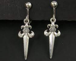 Silver Dagger Clip On Earrings Silver Knife Sword Clip Etsy