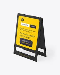 Pavement Sign Mockup In Indoor Advertising Mockups On Yellow Images Object Mockups