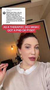 Replying to @rachel.windsor I don’t ever wish I got a PhD or PsyD as a  therapist! It felt like a waste of time and money to me. #therapy  #therapistsontiktok #therapist #therapytok #psychotherapy #phd ...
