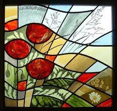 Stain Glass Poppies Stained Glass Paint Stained Glass Art Glass Art Projects