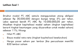 Untuk biaya premi peserta mandiri dengan perawatan kelas 3, sebulan hanya rp 25.500 per orang, untuk perawatan kelas ii sebulan rp 42.500 per orang dan perawatan kelas i sebesar rp 50.000 per orang. Contoh Soal Struktur Modal