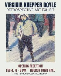 Featuring original oils, watercolors, drawings, fiber arts, and collages,  this vibrant exhibit of Belvedere-based Virginia Knepper Doyle reflects her  life abroad as well as here in Marin County. The works also reflect