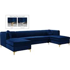 Check spelling or type a new query. Meridian 661navy Sectional Graham Sectional Sofa W Double Chaise In Navy Velvet