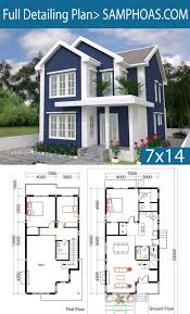 3 Bedrooms Home Plan 7x14m Plans Petite Maison Moderne Plan Maison Plan De Maison Villa