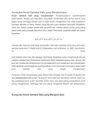 Cari kisah sahabat nabi disini. Kumpulan Kisah Sahabat Nabi Yang Mengharukan Docx
