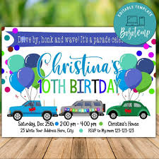 Template Free Quarantine Birthday Invitation Card Printable Drive By Parade Birthday Invitation Instant Download In 2020 Birthday Invitations Boy Birthday Invitations Party Invite Template