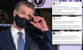 California governor gavin newsom looks set to face a recall as a campaign to oust him gains traction following disapproval over his handling of the coronavirus crisis. Coronavirus California Gavin Newsom S Thanksgiving Rules Mocked Daily Mail Online