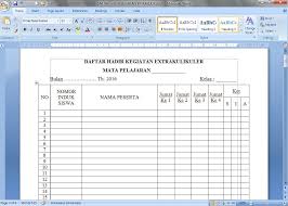 Dokumen Contoh Daftar Hadir Kegiatan Ekstrakurikuler Terbaru Tahun 2016 2017 Format Microsoft Word Doc Ekstrakurikuler Microsoft Cv Kreatif
