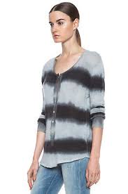 Raquel Allegra Henley Cashmere Sweater in Heather Brush Stripe Size 3