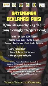 Bunkface kita punya malaysia live sambutan hari kemerdekaan 2019 putrajaya sayangi malaysiaku. Sayembara Deklamasi Puisi Myseni Budaya Perak Facebook