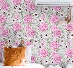From cute floral wallpaper to designs that are. Pink Big Flowers On Grey Flower Wallpaper Tenstickers
