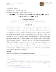 Encouraging a better understanding of experimental methods. Pdf Content Area Effectiveness English Vs Filipino Medium Of Instruction