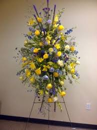 Maybe you would like to learn more about one of these? Purple Gold Standing Spray Funeral Flower Arrangements Funeral Flowers Memorial Flowers