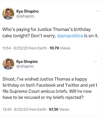 Braxton 🟥 on X: Weeks before the story broke of Justice Thomas aides  accepting Venmo birthday gifts from lawyers with business before SCOTUS,  this right-wing lawyer kept making Justice ThomasBirthday jokes. And