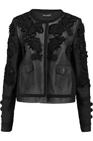 Dolce Gabbana Appliqued Embroidered Matelasse And Leather Jacket Modesens Embroidered Leather Jacket Leather Jacket Leather Jackets Women