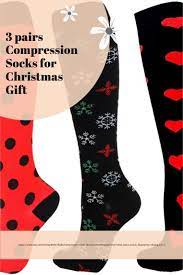 3 Pairs Compression Socks Christmas Theme Women Men Knee High Etsy Compression Socks Medical Socks Socks