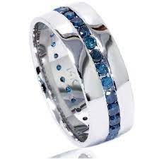 1 25ct Blue Diamond Channel Set Mens Wedding Comfort Fit 7 5mm Anniversary Bridal Ring B Blue Diamond Ring Blue Diamond Wedding Ring Diamond Wedding Rings Sets