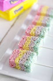 Layered Peeps Crispy Rice Treats Recipe Peeps Rice Krispie Treats Easter Desserts Treats Easter Dessert