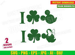 Download St Patrick S Day I Love Mickey Minnie Mouse With Irish Shamrock Svg