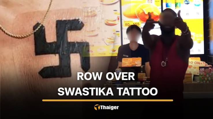 Foreign man and Thai woman clash over swastika tattoo