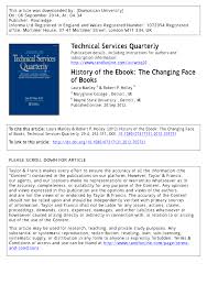 Pdf History Of The Ebook The Changing Face Of Books
