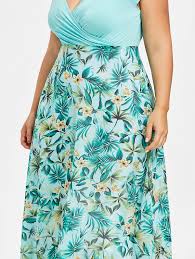 Gamiss Big Size 5xl Tropical Floral A Line Dress Summer V