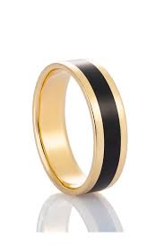 Mens Wedding Band With Black Enamel Wedding Ring For Him Etsy Mens Gold Wedding Band Black Wedding Rings Infinity Ring Wedding