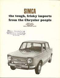 1967 Simca 1000 In Usa Peugeot Matra Car Ads