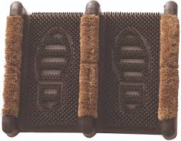 Un tapis qui bloque, stop, arrête la salissure devant votre porte. Betz Tapis Paillasson Grattoir Anti Salissures Nettoyant Couleur Noir Marron Taille 33x39cm
