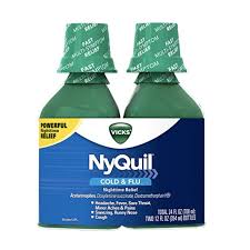 Vick Nyquil Cough Cold And Flu Nighttime Relief Original Liquid 2x12 Fl Oz