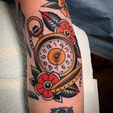 Pocket Watch 3 Small Traditional Tattoo Traditional Tattoo Clock Watch Tattoos