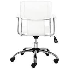 Anton Modern Classic White Leather Silver Chromed Steel Swivel Office Chair White Office Chair Office Chair Adjustable Office Chair