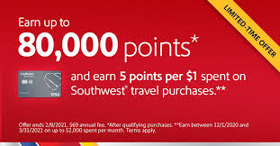 There is a generous signup bonus currently being offered to new cardholders. Southwest Airlines On Twitter Earn 80 000 Points With Rapid Rewards Credit Card Https T Co Hd0i0pm0go