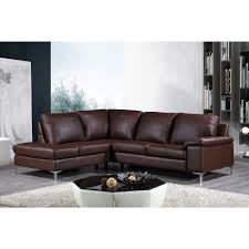 Cortesi Home Contemporary Dallas Genuine Leather Sectional Sofa With Left Side Facing Chaise Lounge Brown 80 X98 Leather Sectional Sofas Sectional Sofa Genuine Leather Sectional