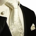 Savoy Taylors Guild Plain Silk Tie Ivory - Moss Bros
