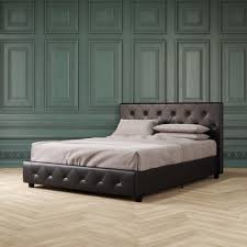 The dhp dakota upholstered platform bed is the perfect amount of contemporary luxury to transform your bedroom décor. Dhp Dakota Upholstered Platform Bed Queen Size Frame Black Walmart Com Upholstered Platform Bed Queen Size Bed Frames Leather Platform Bed