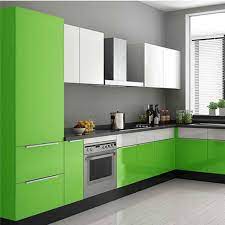 Waterproof Pvc Vinyl Solid Color Green Self Adhesive Wallpaper Kitchen Wardrobe Cabinet Furniture Renova Green Kitchen Designs Kitchen Wallpaper Kitchen Design