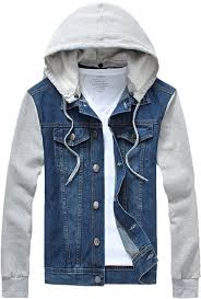 Jean Jacket Hoodie Mens Urban Clothing Denim Jacket With Hoodie Denim Hoodie Hooded Denim Jacket