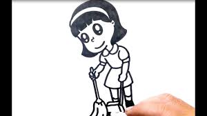 How To Draw Young Girl Sweeping Youtube Vector cartoon stick figure drawing conceptual illustration of man mopping or cleaning the. how to draw young girl sweeping