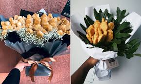 A small piece of chicken or fish that has…. People Are Giving Bouquets Of Chicken Nuggets For Valentine S Day Daily Mail Online