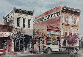 I completed my latest painting. I took a photo of these buildings while