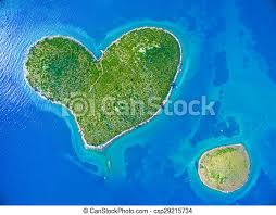 Along with opatija and galesnjak, the list includes the portuguese island of porto santo, spicnik in slovenia, italian burano, dinard in brittany, oia in santorini, greece, mijas in andalusia. Island Of Galesnjak Croatia Aerial View Of The Heart Shaped Galesnjak Island On The Adriatic Coast Of Croatia Canstock