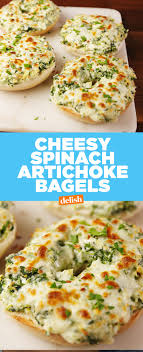 Cheesy Spinach Artichoke Bagels Recipe Food Recipes Best Bagels