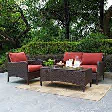 3 Piece Wicker Patio Furniture Set Loveseat Arm Chair And Table In Sangria Outdoor Wicker Seating Outdoor Seating Set Wicker Patio Furniture Set