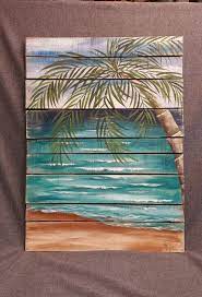 Beach Painting Pallet Art Hand Painted Palmtree Nautical Etsy Wood Pallet Art Pallet Painting Pallet Art
