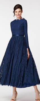 Vintage Modest Mother Of The Bride Dress Long Sleeves Navy Blue Plus Size Modest Dresses Mother Of The Bride Dresses Long Lace Dress With Sleeves