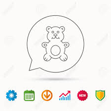 Teddy Bear Icon Baby Toy Sign Plush Animal Symbol Calendar